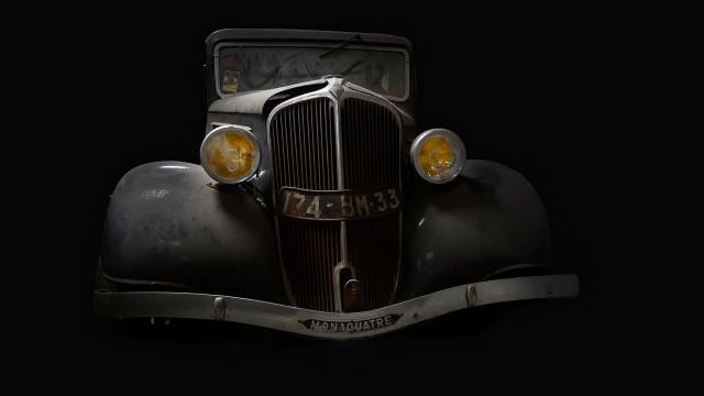 Old car yellow headlight black free wallpaper for desktop - medium preview image