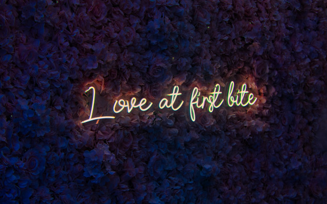 Neon love first bite purple free wallpaper for desktop - medium preview image