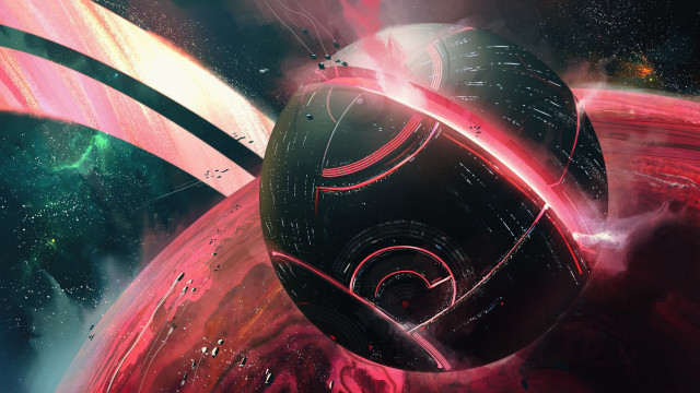 Space station aurora moonlight galaxy free wallpaper for desktop - medium preview image