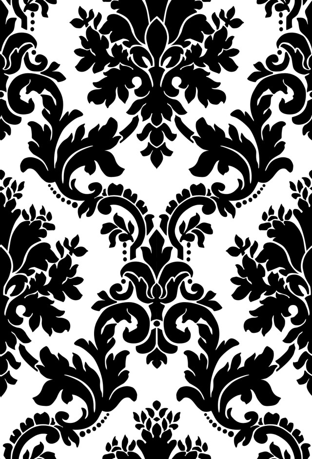 Black white damask pattern large free wallpaper for mobile - medium preview image