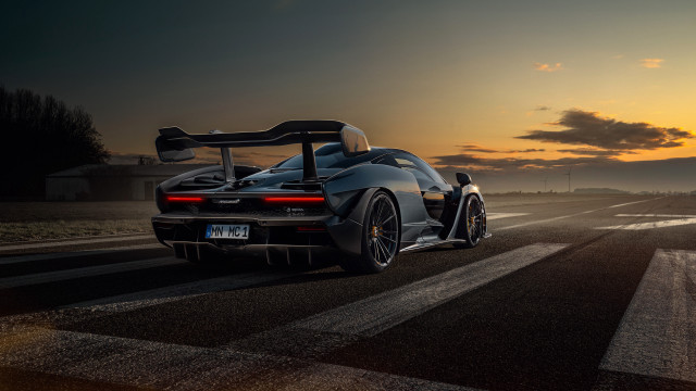 Black sports car sunset clouds free wallpaper for desktop - medium preview image