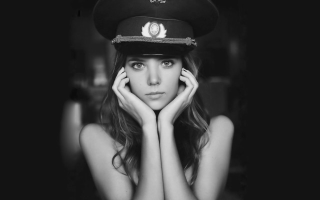 Policewoman eszter mattioni blackwhite hands free wallpaper for desktop - medium preview image