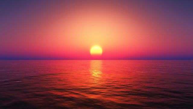 Sunset ocean bright orange sun free wallpaper for desktop - medium preview image