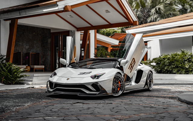 White sports car rococo photorealistic free wallpaper for desktop - medium preview image