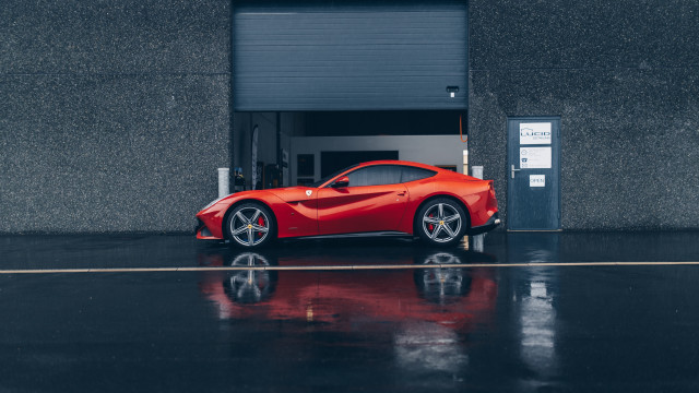 Red sports car garage night #2 free wallpaper for desktop - medium preview image