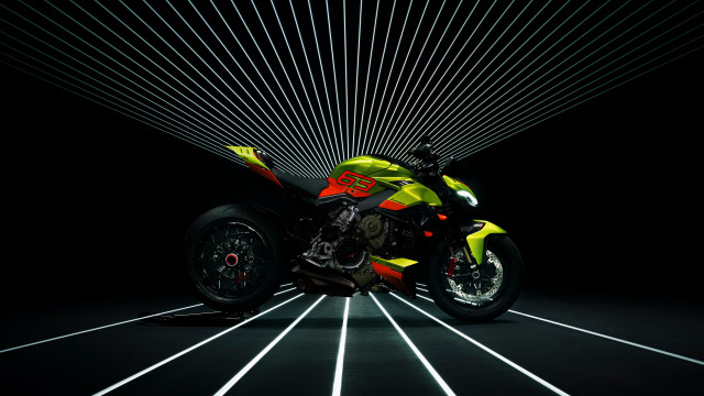 Motorcycle neon lights dark room free wallpaper for desktop - medium preview image
