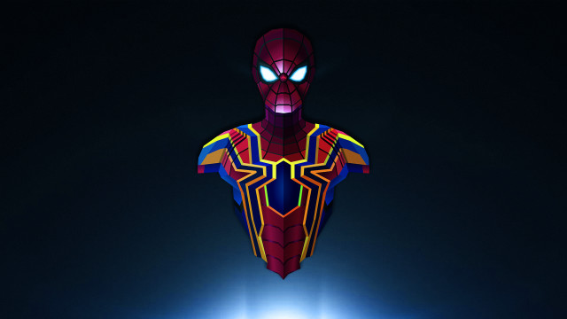 Spiderman statue lit dark bright free wallpaper for desktop - medium preview image
