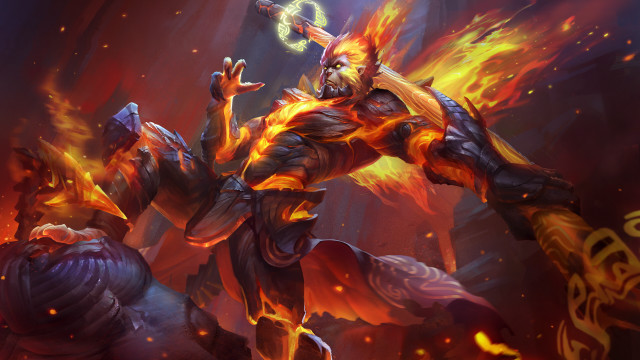 Demonic demon flaming sword cave free wallpaper for desktop - medium preview image