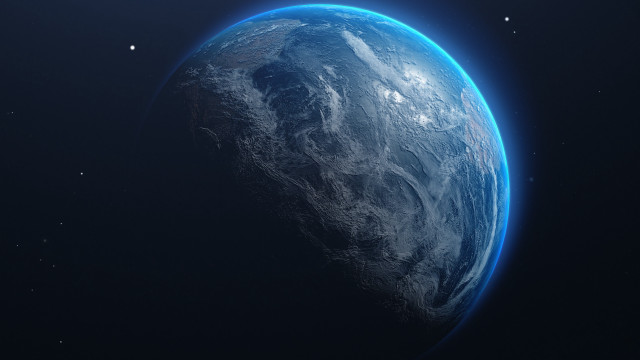 Blue planet glow stars aurora free wallpaper for desktop - medium preview image