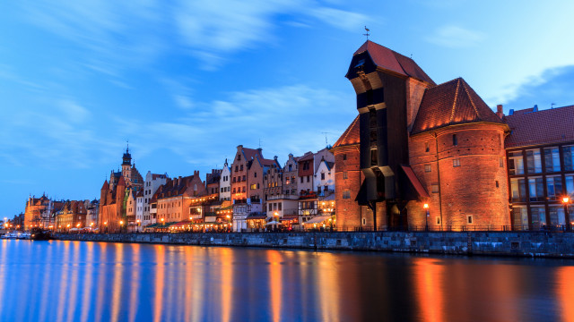 City river night bridge tower free wallpaper for desktop - medium preview image