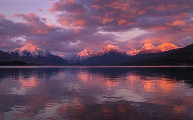 Mountain reflection sunset pink sky #2 free wallpaper for desktop - medium preview image