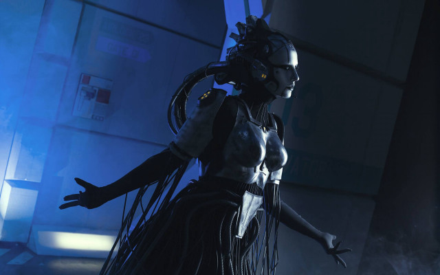 Afrofuturism cyberpunk cybernetics everyder futuristic free wallpaper for desktop - medium preview image