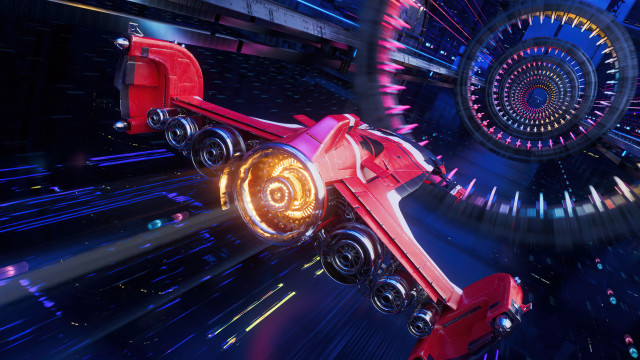 Futuristic red vehicle yellow light free wallpaper for desktop - medium preview image