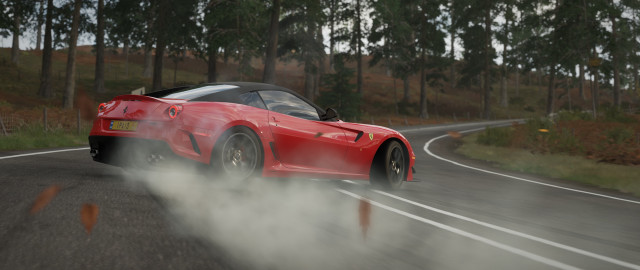 Red sports car smoking hood free wallpaper for desktop - medium preview image