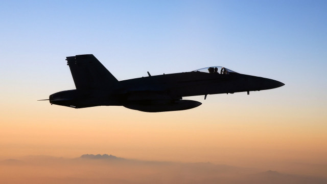 Fighter jet blue sunset fog free wallpaper for desktop - medium preview image