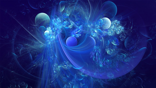 Blue abstract bubbles space art free wallpaper for desktop - medium preview image