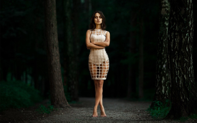 Woman forest portrait elina karimova free wallpaper for desktop - medium preview image