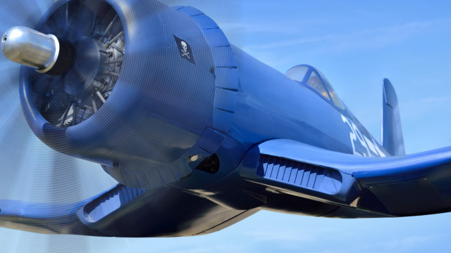 Blue airplane sky cloud propeller free wallpaper for desktop - medium preview image