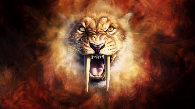 Lion flame background open mouth free wallpaper for desktop - medium preview image