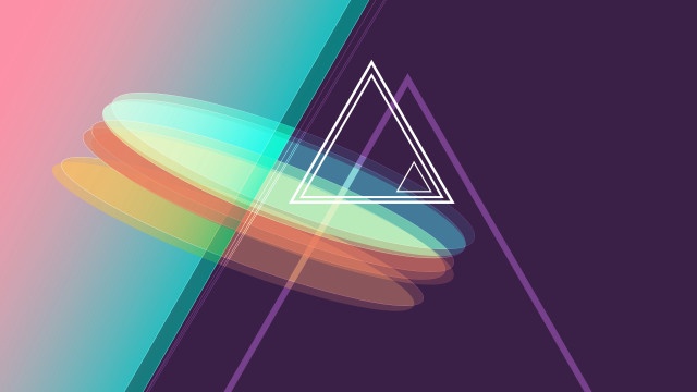 Rainbow triangle abstract geometric bauhaus free wallpaper for desktop - medium preview image