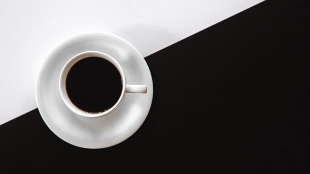 Coffee saucer black white minimalism free wallpaper for desktop - medium preview image
