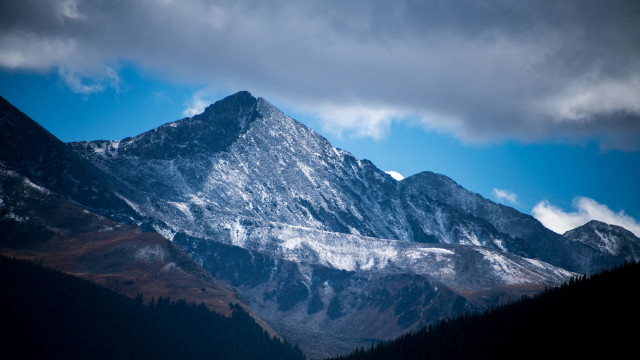 Mountain snow forest sky ocean free wallpaper for desktop - medium preview image