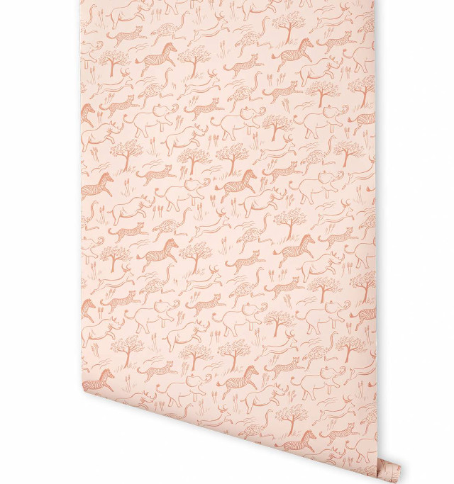 Pink beige deer tree pattern free wallpaper for tablet - medium preview image