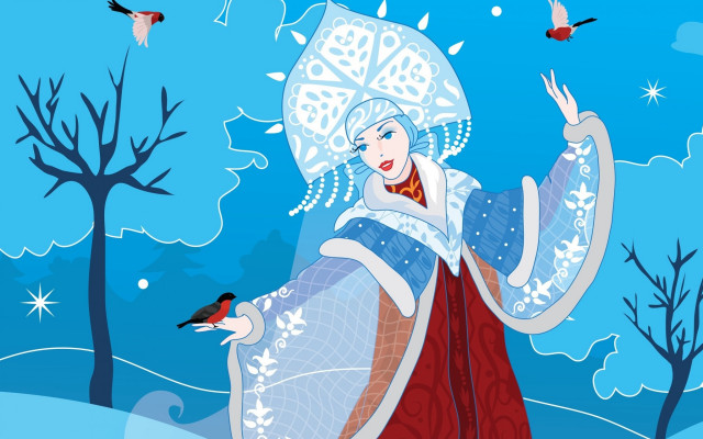 Woman blue red dress umbrella free wallpaper for desktop - medium preview image