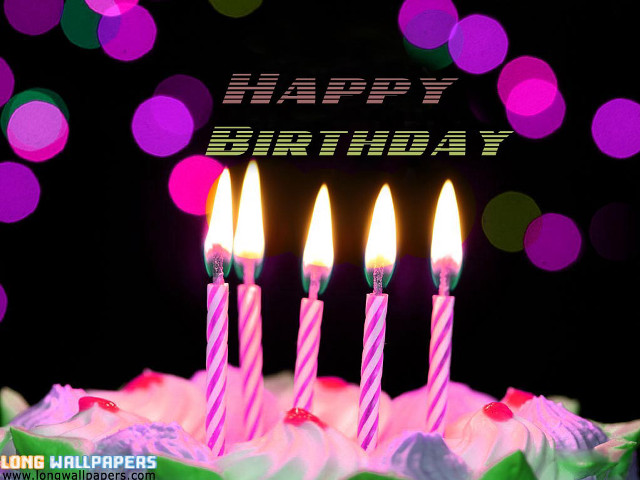 Birthday cake lit candles happy free wallpaper for desktop - medium preview image