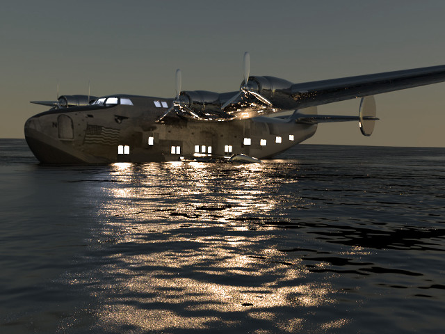 Plane floating water night time free wallpaper for desktop - medium preview image