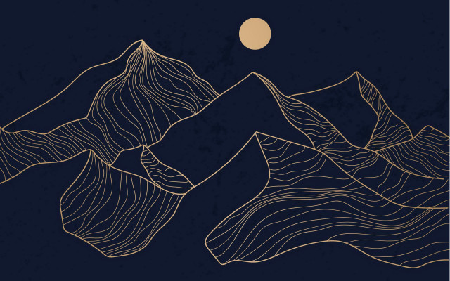 Mountain fullmoon line drawing night free wallpaper for desktop - medium preview image
