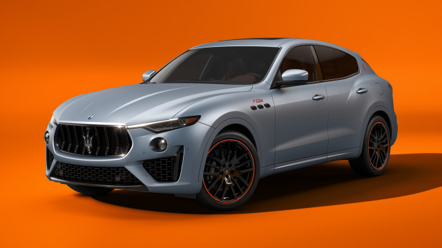 Silver maserati suv orange gradient #2 free wallpaper for desktop - medium preview image