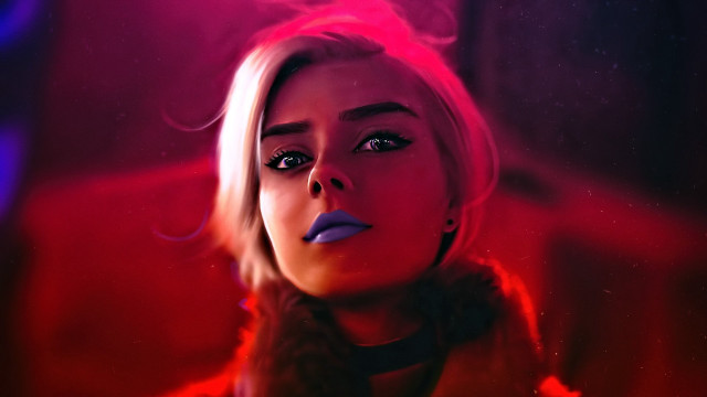 Woman cigarette red blue light free wallpaper for desktop - medium preview image