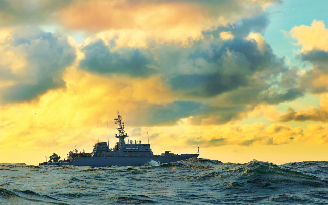 Ocean boat cloudy sky stormy free wallpaper for desktop - medium preview image