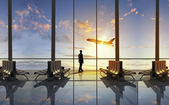 Airport plane chairs liminal space free wallpaper for desktop - medium preview image