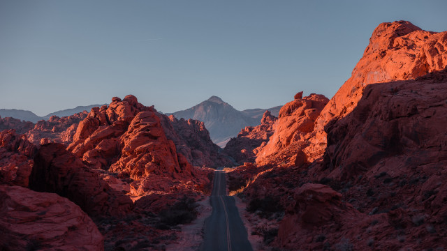 Mountain road fire clouds volcano free wallpaper for desktop - medium preview image