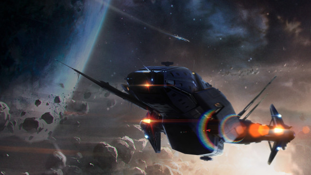 Space ship cloudy sky rainbow free wallpaper for desktop - medium preview image