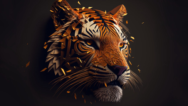 Tiger paper head gold foil free wallpaper for desktop - medium preview image
