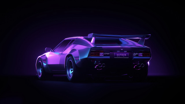 Retro car purple light dark free wallpaper for desktop - medium preview image
