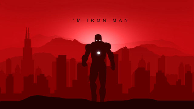 Heroic man red sky city free wallpaper for desktop - medium preview image