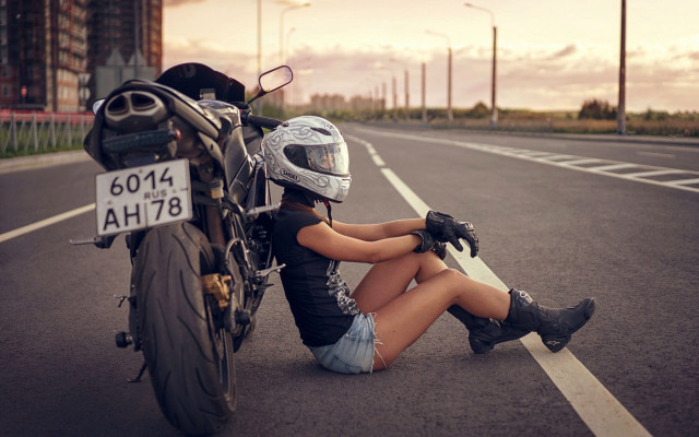 Woman motorcycle outdoors ankazhuravleva gloves free wallpaper for desktop - medium preview image