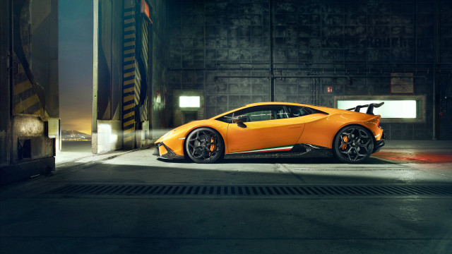 Yellow sports car garage dark free wallpaper for desktop - medium preview image