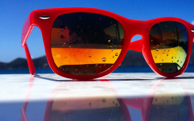 Red sunglasses yellow red lenses free wallpaper for desktop - medium preview image