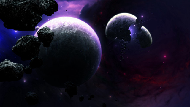 Space planets stars matte painting free wallpaper for desktop - medium preview image