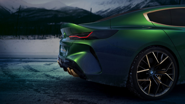 Green sports car mountains night free wallpaper for desktop - medium preview image