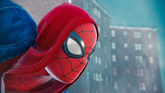 Spiderman cityscape building depthofield fishnets free wallpaper for desktop - medium preview image