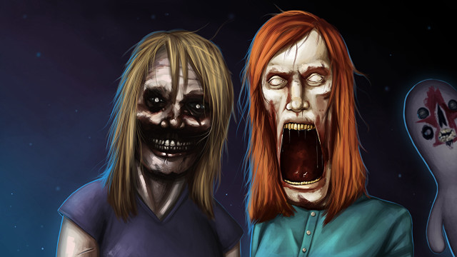 Creepy bloodied faces scary people free wallpaper for desktop - medium preview image