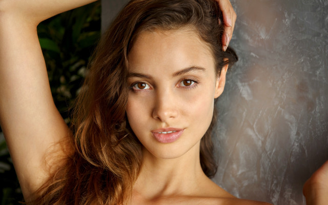 Woman posing long hair portrait free wallpaper for desktop - medium preview image