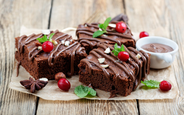Chocolate cake cherry frosting bowl free wallpaper for desktop - medium preview image