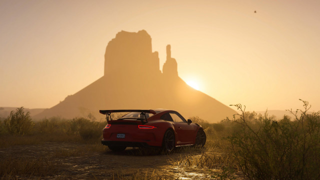 Red sports car mountain sunset #4 free wallpaper for desktop - medium preview image